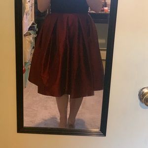 Burgundy midi skirt